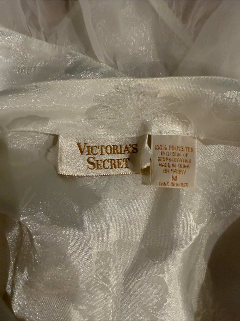 Vintage Gold Label Victoria’s Secret Teddy Bodysuit S Ivory Floral Satin Chiffon - Picture 13 of 13